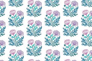 seamless floral tile pattern with ornamental flower and foliage stem sketches perfect for textile backgrounds and print surfaces vector
