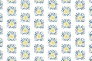 seamless botanical art pattern with stylized floral stems in one line sketch style for wrapping fabric wallpaper and fashion vector