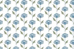 organic botanical floral pattern with sketch style one line stems in seamless layout for wrapping textile and wallpaper designs vector