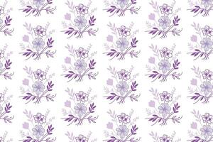 seamless repeating flower and leaf sketch pattern with stem line art for fashion textile background wallpaper and surface vector