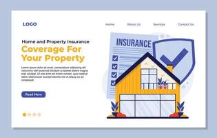 Landing page design template of Home and property insurance concept prevention website. vector