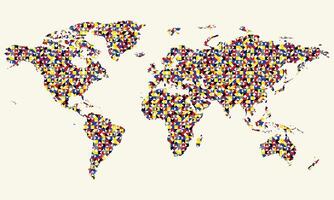 Modern retro minimalist multi colour vintage shape of world maps vector