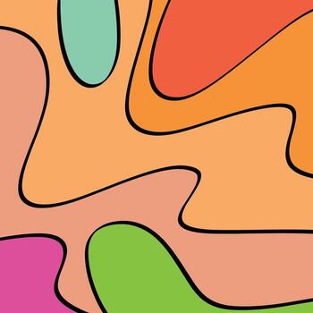 abstract art image of wavy lines with various bright and dominant colors vector