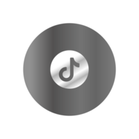 White and silver button with a music note on it flat png