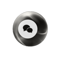 A flat and white image of a billiard ball with two speech bubbles png