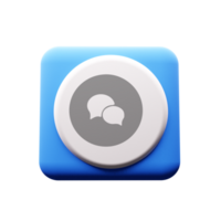 A blue button with two speech bubbles on it flat png