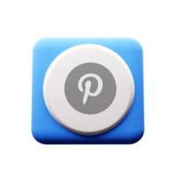 Pinterest icon on a blue square button flat png