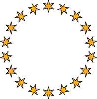 Illustration of Circular Yellow Stars on White Background for Designs and Graphics vector
