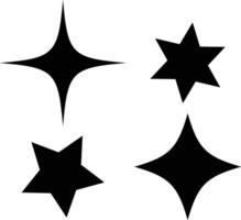 Set of 4 Different Star Icons - Black silhouette Graphics for Creative Use. vector
