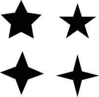 Set of 4 Black Star Icons, Perfect for Designs and Graphics vector