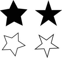 Set of 4 Star Icons - Black and Outline Graphics for Creative Use vector