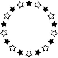 Illustration of Circular Black and white Stars on White Background, Ideal for Designs and Graphics vector