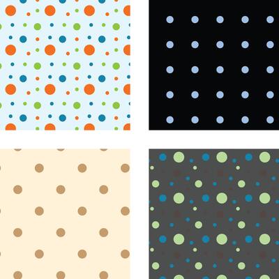 collection of 4 vibrant polka dot repeat pattern set