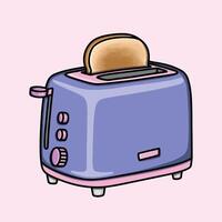 Lilac toaster with a slice of toast vector