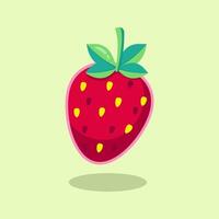 Cute strawberry illustration isolated on green background vector