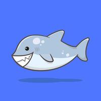 Cute shark smiling showing its sharp teeth vector
