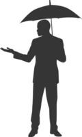 Silhouette of men with umbrella vector