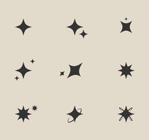 Y2k star sparkle bling abstract shapes. Simple minimal geometric signs and symbols in trendy style. vector