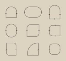 Modern aesthetic line elements, trendy linear frames with stars. vector