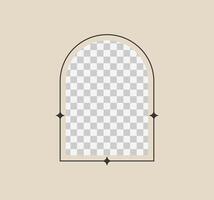 Arch frame with sparkles design, simple decorative boho style border vector