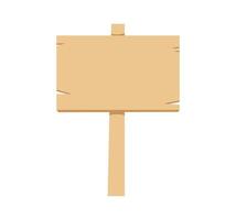 Blank cartoon wood sign object isolated on white. vector