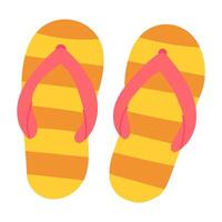 A pair of flip flops with a pink stripe on the side vector