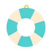 A blue and white life preserver with a yellow handle. The life preserver is round and has a hole in the middle vector
