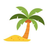 A cartoon drawing of a palm tree on a sandy beach vector