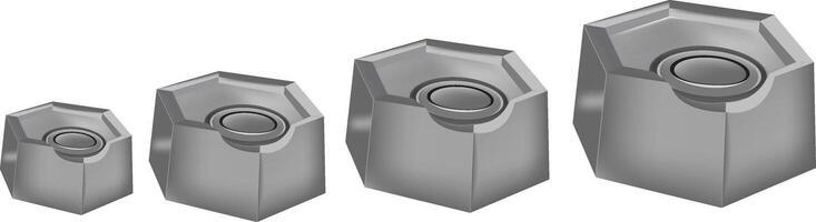 A set of four metal cylinders with a circular hole vector