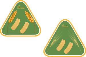 Two triangular green logos showing italian pasta with wheat spikes vector