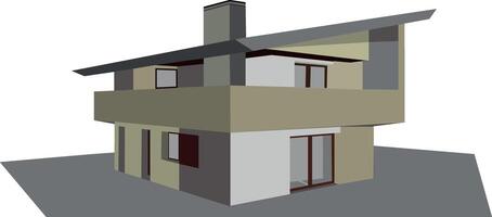 A 3d model of a house with a chimney vector