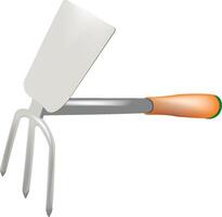 A garden fork with a handle and a fork vector