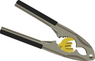 A pliers with a coin in the middle vector