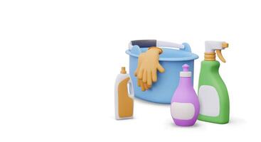 cleaning concept in 3D cartoon style. Isolated group of elements vector