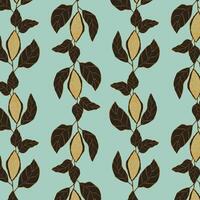 Pattern ornament with cocoa bean branches. For packaging, wrapping, label, wallpaper, on blue background. vector