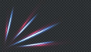 Abstract light speed lines. Motion trail with blur, blue color. Futuristic night neon spark. Movement laser flow. Electric waves of glow effect for web design. illustration on dark background. vector