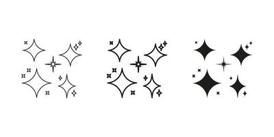 Sparkle And Star Line And Solid Icon Set. Shining Twinkle Symbols Collection. Isolated Illustration vector