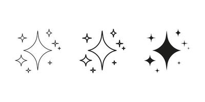 Sparkles And Stars Line And Solid Icon Set. Shiny Starburst And Glitter Symbol Collection. Isolated Illustration vector