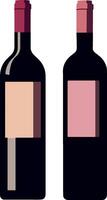 Illustration of two bottles of red wine with blank label on white background vector