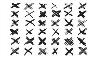 Doodle cross mark. Scribble x sign on white background. Brush sketch drawn cross. vector