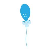 Deflated balloon on rope tied bow in trendy Monochrome Blue Blue Monday Greeting design element idea. Isolated Thematic Cards, poster, banner, brochure or web promo banner, leaflet, print, tag vector