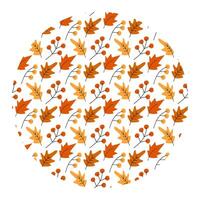 Autumn leaves Circular Background Texture in Fall Shade Thanksgiving Pattern Greeting Wallpaper idea. Isolated illustration Thematic cards, poster, leaflet, price tag, label or web promo banner vector