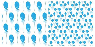 Deflated and Circle balloons on rope bow tied Seamless Pattern Sadness Thematic Background idea Set. Isolated illustration Wrapping Wallpaper Invite Greeting cards, poster, banner, leaflet, tag vector