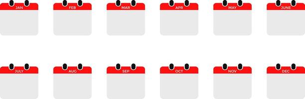Calendar month icon set. Corporate or business calendar. Calendar template design. planner page templates with calendar. Concept of time management. vector