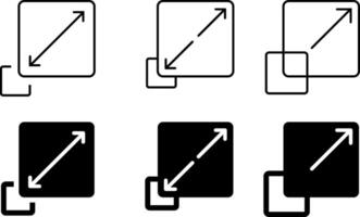 Scalability OR Resize icon set. maximize and minimize icons. Resizing sign. expanding arrow. Size scale expand icon symbol vector