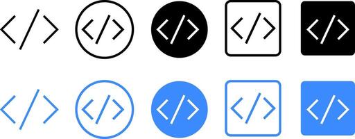 Code icon set. Programming development. coding programming icon. Code html signs vector