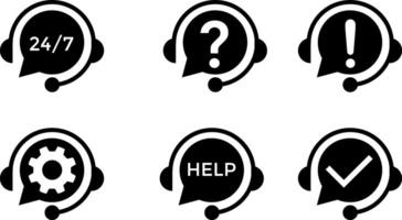 Support service icons set. Headset icons. collection of headphone icons. question mark representing communication. Support service icons with Exclamation mark vector