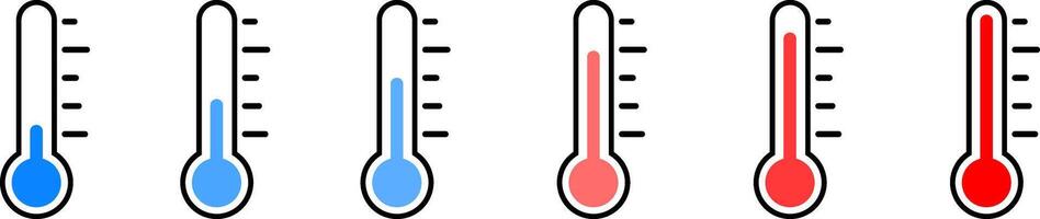 thermometer icon set. weather icons. Cold and hot icon sign. thermometer showing the temperature. Weather Sign. Temperature Scale Symbol. Warm cold Symbol vector