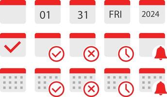 Calendar planner icon set. Corporate or business calendar. Calendar template design. planner page templates with calendar. Concept of time management. Diary planner. Calendar with check mark vector