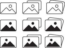 Gallery icon set. image symbol. photo gallery sign. Picture signs. Photograph button. Painting frame concept vector